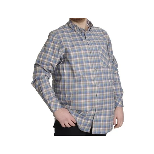 B�y�k Beden Erkek G�mlek Ekose Uzun Kollu 23300 Mor