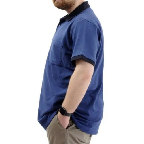 B�y�k Beden Erkek T-Shirt Polo Yaka Cepli Klasik 20550 �ndigo