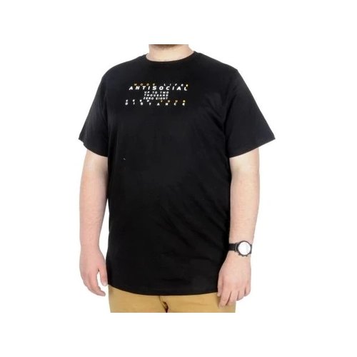 B�y�k Beden T-Shirt Bis Yaka Antisocial 22187 Siyah