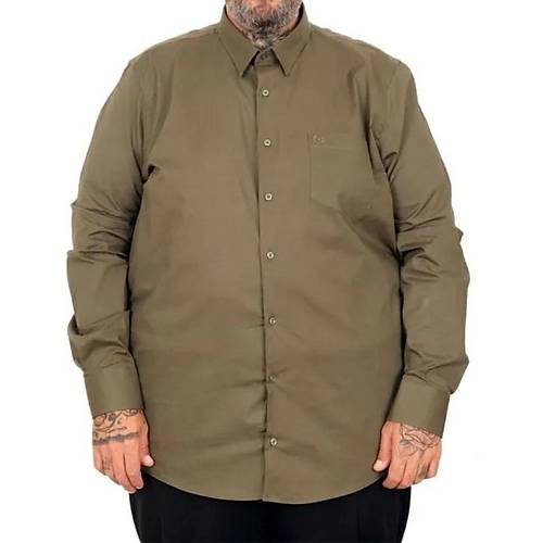 B�y�k Beden G�mlek Ukol Cep Lycra Poplin 20350 Haki