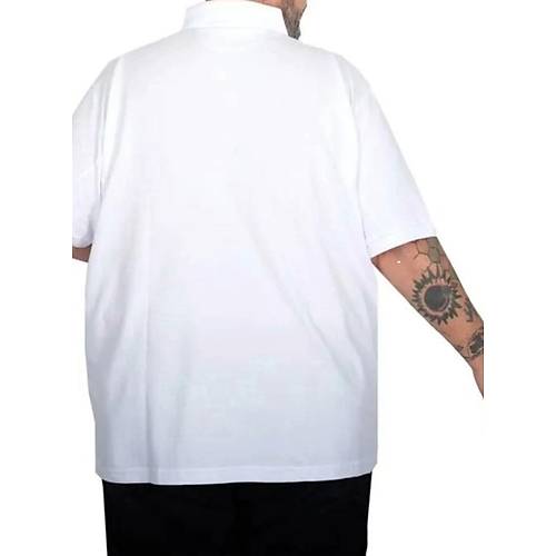Battal Beden Erkek Tshirt Polo Yaka Nak��l� Klasik Pike 20553 Beyaz