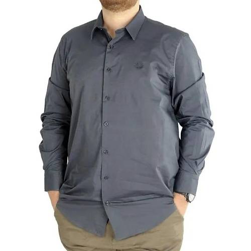 B�y�k Beden Erkek Klasik Cepli G�mlek Likral� 20350 Antrasit