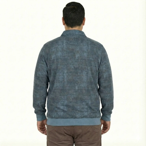 B�y�k Beden Erkek Sweat Desenli 24440 Mavi