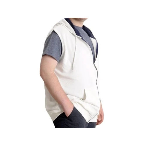 Erkek B�y�k Beden Yelek Kanguru Cep Fermuarl� 23620 Ekru