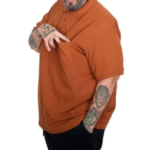 B�y�k Beden Erkek Cepli Klasik Pike Polo Yaka T-Shirt 20550 TARCIN