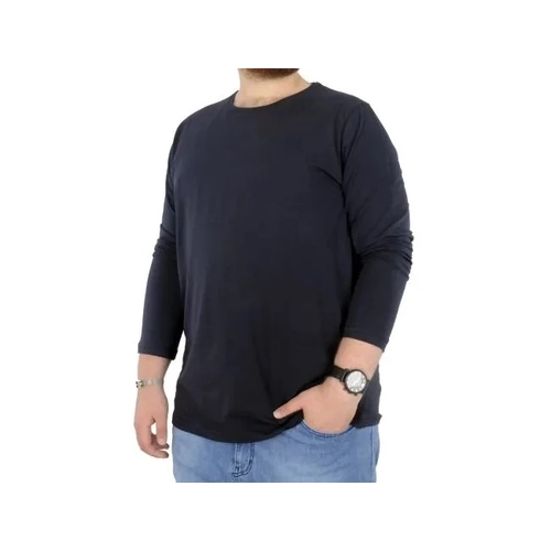 B�y�k Beden Erkek Tshirt Likral� Bisiklet Yaka 20102 Lacivert