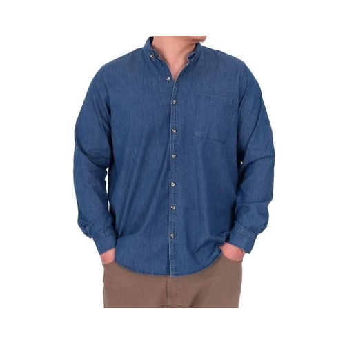 B�y�k Beden Erkek Uzun Kol Kot G�mlek U24391 Mavi