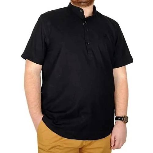 Buyuk Beden Erkek K�sa Kol Hakim Yaka 20387 Siyah