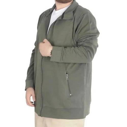 Buyuk Beden Erkek H�rka Fermuarl� Stell Dik Yaka 20571 Haki