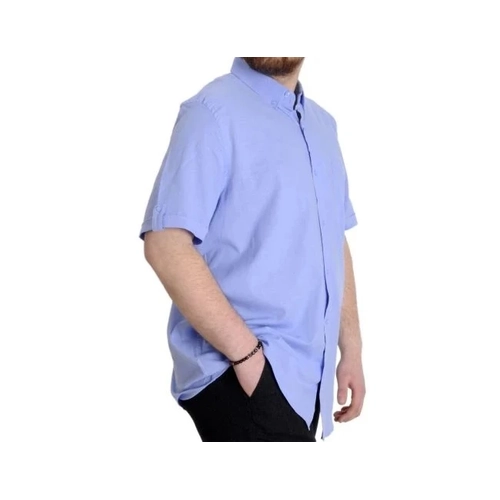 B�y�k Beden Keten Likral� G�mlek Cepli 20389 Koyu Mavi