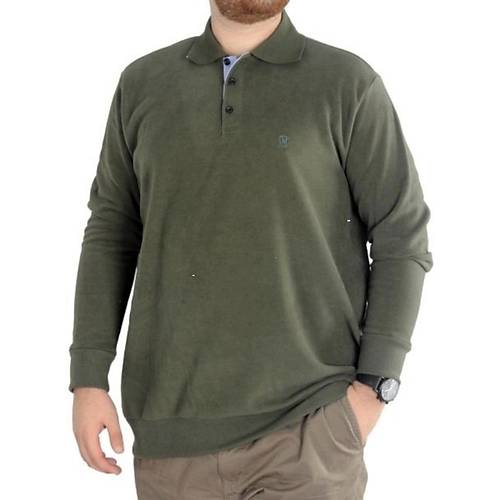 B�y�k Beden Erkek Sweat Polo Selanik Nak��l� 20440 (Haki)