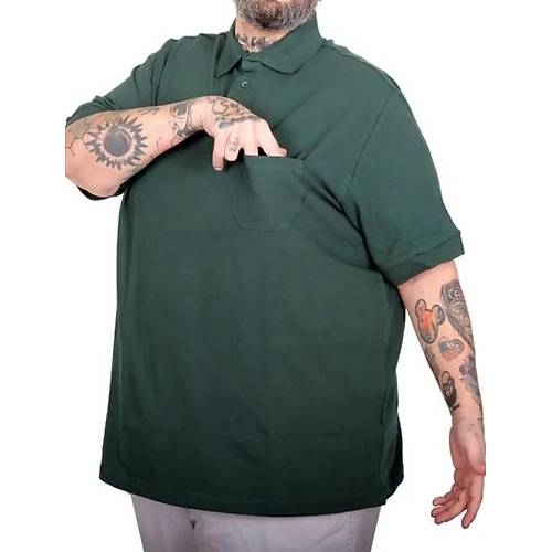 Battal Beden Erkek Tshirt Polo Yaka Cepli Klasik Pike 20552 Nefti