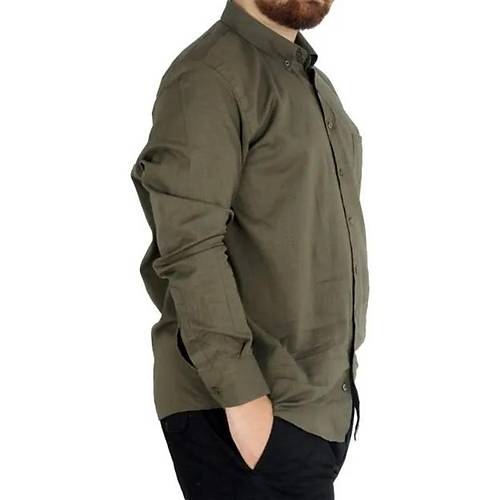 B�y�k Beden Erkek Keten Cepli G�mlek 20386 Haki