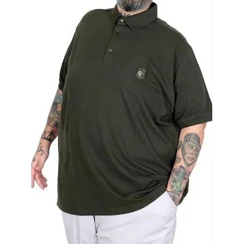 Battal Beden Tshirt Polo Yaka Nak��l� Klasik Pike 20553 Haki