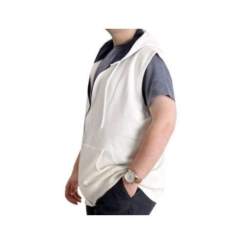 Erkek B�y�k Beden Yelek Kanguru Cep Fermuarl� 23620 Ekru