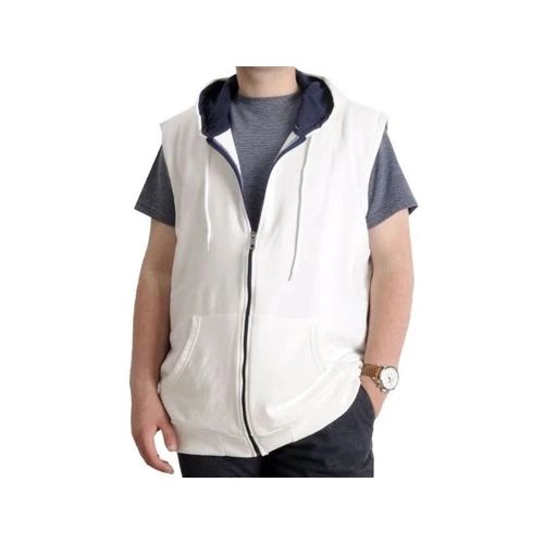 Erkek B�y�k Beden Yelek Kanguru Cep Fermuarl� 23620 Ekru