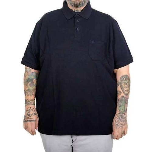Battal Beden Erkek Tshirt Polo Yaka Cepli Klasik Pike 20552 Lacivert