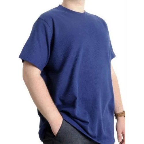 B�y�k Beden Erkek T-shirt Bisiklet Yaka Waffle 20033  �ndigo