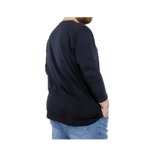 B�y�k Beden Erkek Tshirt Likral� Bisiklet Yaka 20102 Lacivert