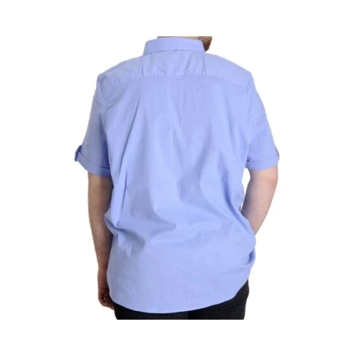 B�y�k Beden Erkek Keten Likral� G�mlek 20393 Mavi