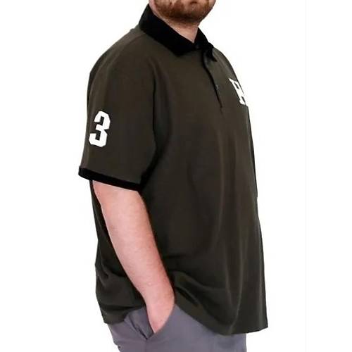B�y�k Beden Erkek T-Shirt Polo Yaka H BROUDED U25312 Haki