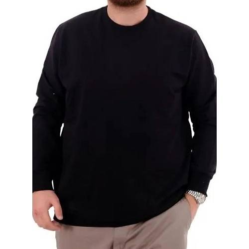 B�y�k Beden Erkek Sweat B�s Yaka U24174 Siyah