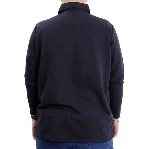 B�y�k Beden Erkek Sweatshirt Polo Yaka Uzun Kol WAFFLE 23449 Lacivert