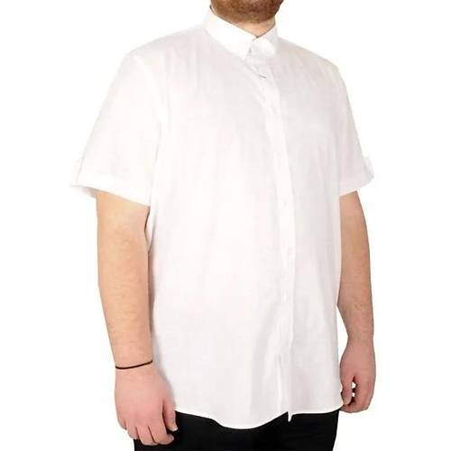 B�y�k Beden Erkek Keten Likral� G�mlek 20393 Beyaz