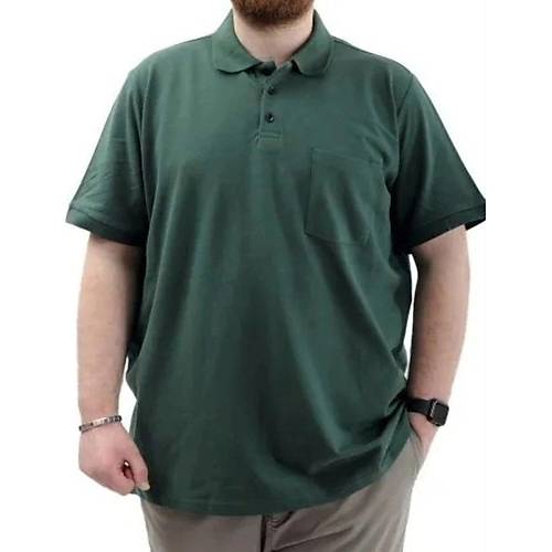 B�y�k Beden Erkek T-Shirt Polo Yaka Cepli Klasik 20550 Nefti
