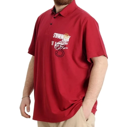Mode Xl B�y�k Beden Erkek T-shirt Polo Par�al� Summer 23331 Bordo