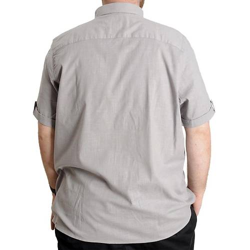 B�y�k Beden Erkek G�mlek K.Kol Keten Likral� D��meli Yaka 20393 Gri