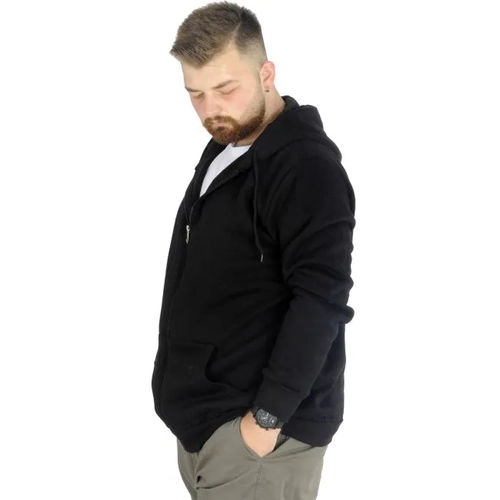 Erkek Sweatshirt Kap�onlu Zippered Basic 20543 Siyah