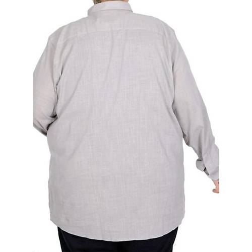 B�y�k Beden Erkek Keten Cepli G�mlek 20386 gri