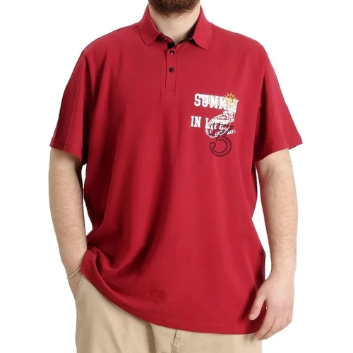 Mode Xl B�y�k Beden Erkek T-shirt Polo Par�al� Summer 23331 Bordo