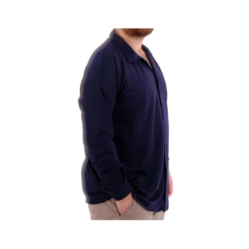 B�y�k Beden Erkek G�mlek Apas Yaka Uzun Kol JAKAR U24381 Lacivert