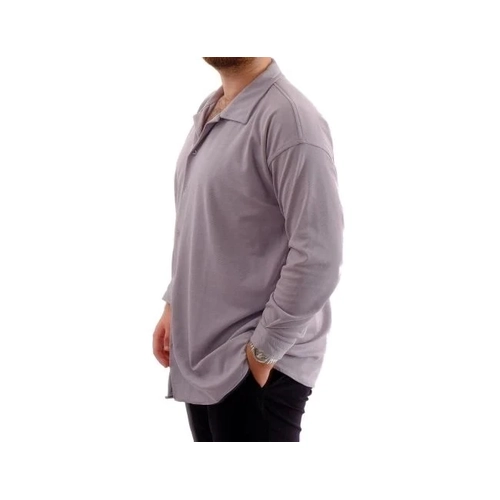 B�y�k Beden Erkek G�mlek Apas Yaka Uzun Kol JAKAR U24381 Gri