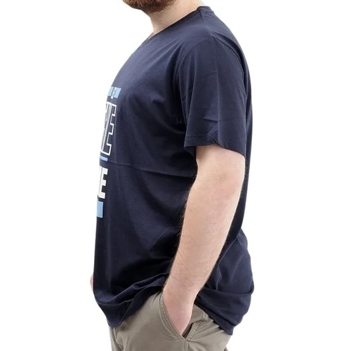 B�y�k Beden Erkek Bask�l� T-Shirt BEGIN U24056 Lacivert