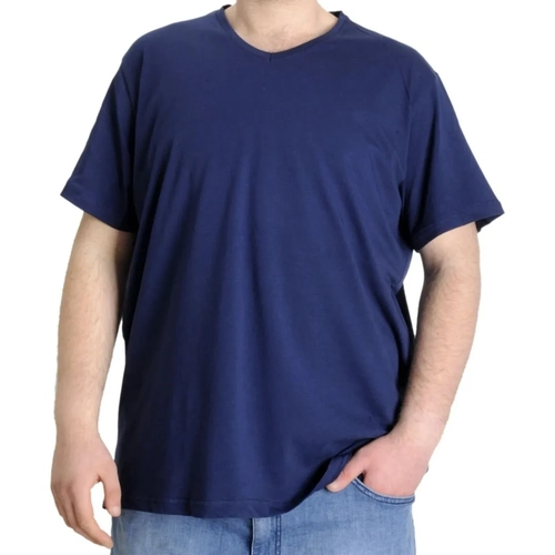 B�y�k Beden T-Shirt V Yaka Likral� 20150 �ndigo