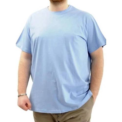 B�y�k Beden Erkek T-shirt Basic 20031 mavi