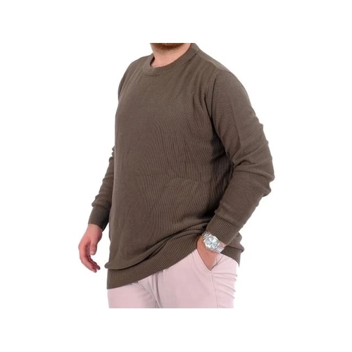 B�y�k Beden Erkek Bisiklet Yaka Triko Kazak 24208 Haki