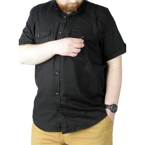 B�y�k Beden G�mlek KKol �ift Cep Kapakl� 20361 Siyah