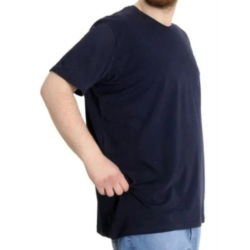 B�y�k Beden T-Shirt V Yaka Likral� 20150 Lacivert