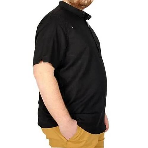 Buyuk Beden Erkek K�sa Kol Hakim Yaka 20387 Siyah