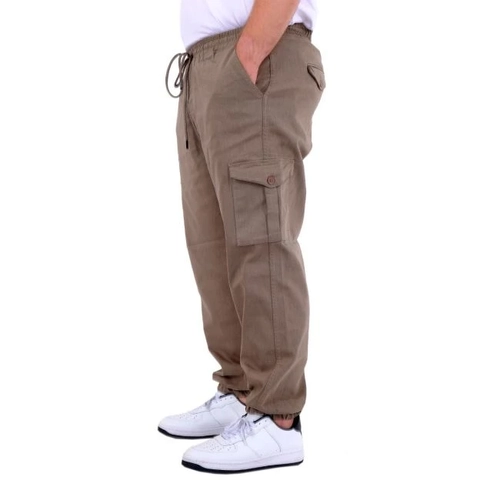 B�y�k Beden Erkek Gabardin Kargo Jogger Pantolon Do�a 21927 Bej