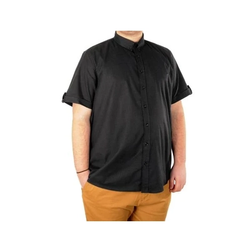 B�y�k Beden Erkek Keten Likral� G�mlek 20393 Siyah