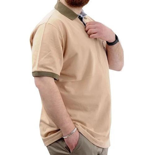 B�y�k Beden Erkek Ti��rt Polo Yaka Nak��l� LOS ANGELES U24331 Bej