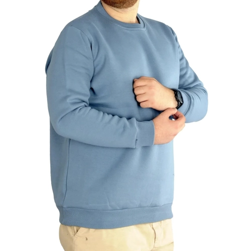 Erkek Sweatshirt Bisiklet Yaka Basic 20131 Mavi