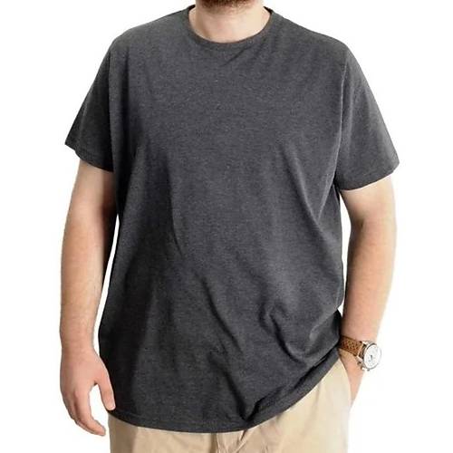 B�y�k Beden Erkek T-shirt Basic 20031 Antramelanj