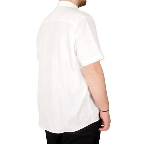 B�y�k Beden Erkek Keten Likral� G�mlek 20393 Beyaz