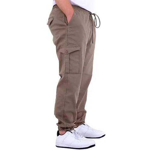 B�y�k Beden Erkek Gabardin Kargo Jogger Pantolon Do�a 21927 Bej